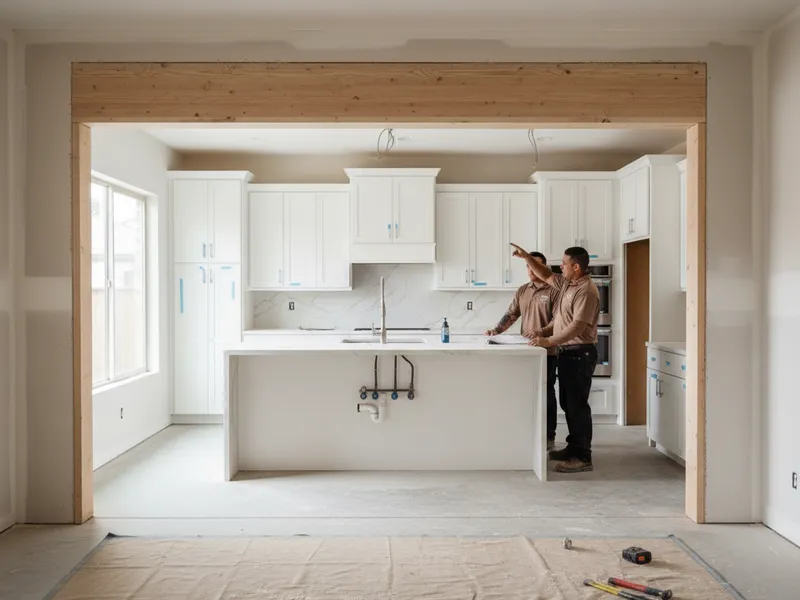 Open concept kitchen with the wall between kitchen and living room removed in a San Diego home